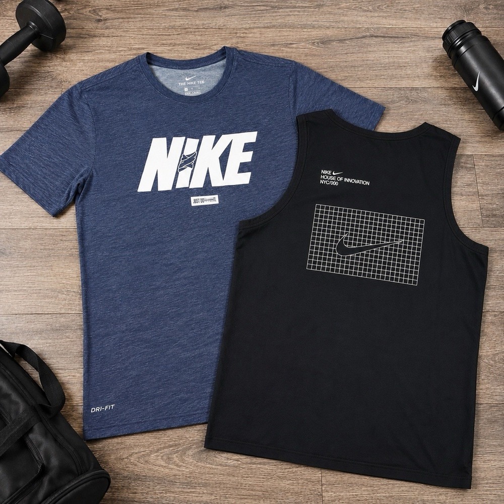 Nike Shirt Bundle Mens Medium Dri FIT Tee House of Innovation NYC Tank Top 2 Pc